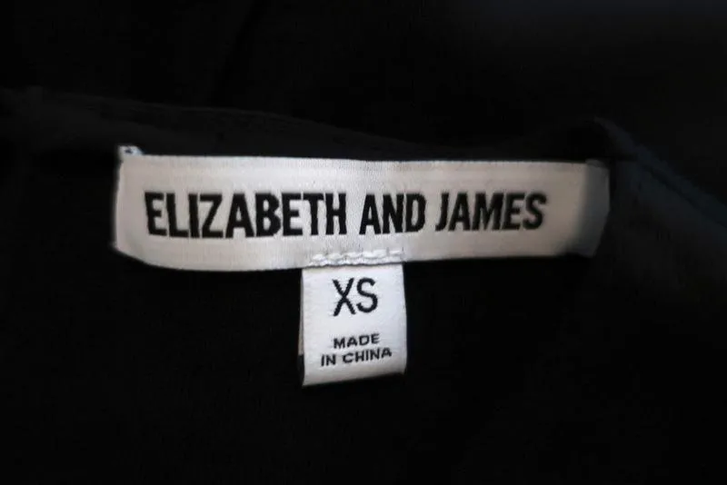 Elizabeth and James Top Khan Black Grommet-Trim Satin Crepe Size Extra Small