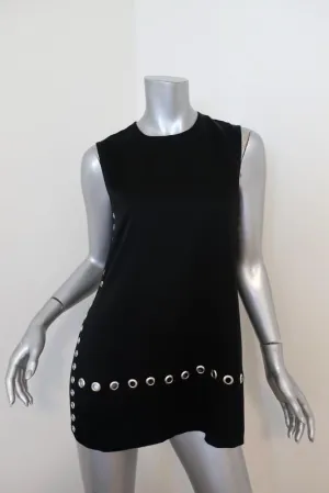 Elizabeth and James Top Khan Black Grommet-Trim Satin Crepe Size Extra Small