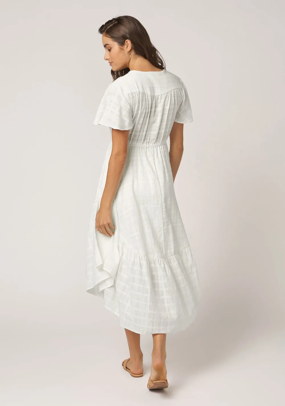 Ella High-Low Hem Maxi Dress - White