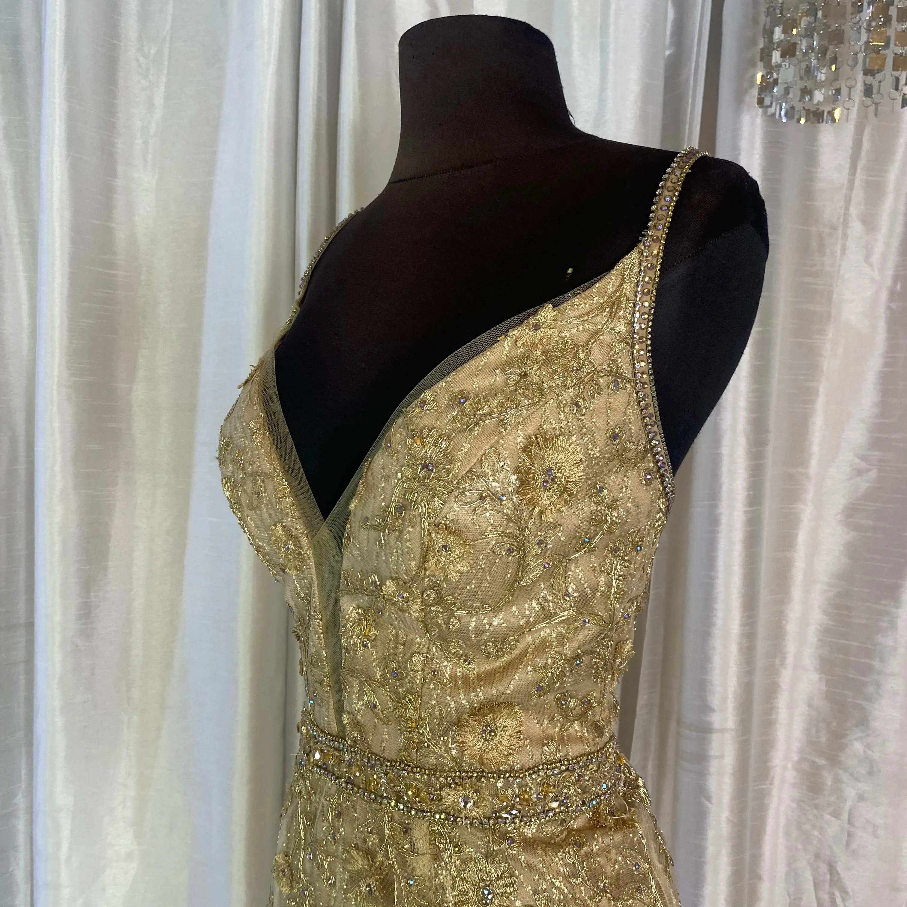 ELLIE WILDE Long Gown Champagne Size 4