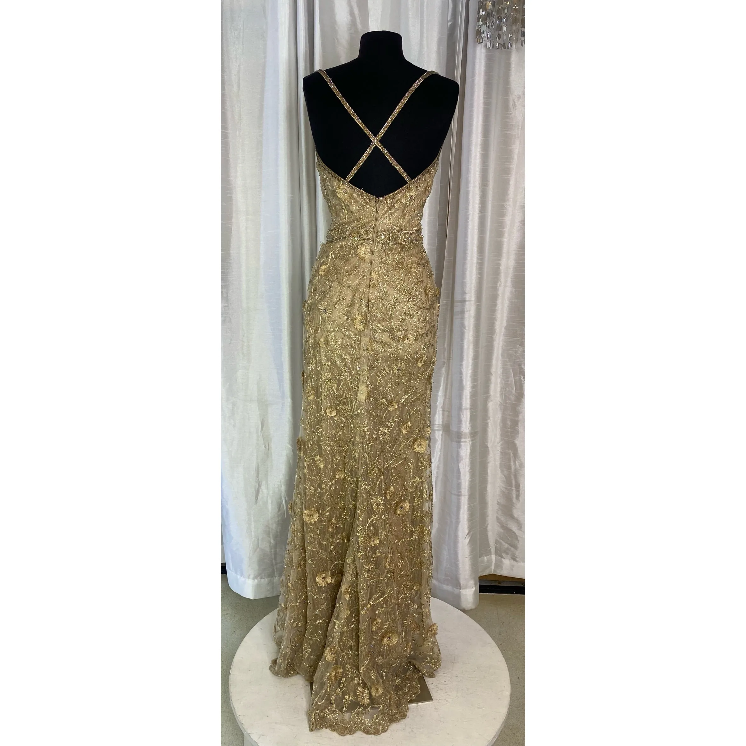 ELLIE WILDE Long Gown Champagne Size 4