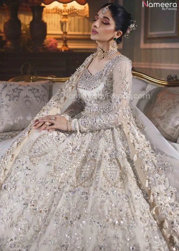 Embellished Ivory Lehenga Simple Wedding Wear #BN1017