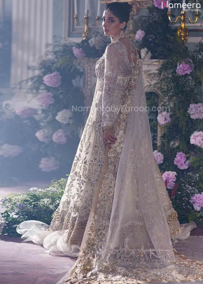 Embellished Ivory Lehenga Simple Wedding Wear #BN1017