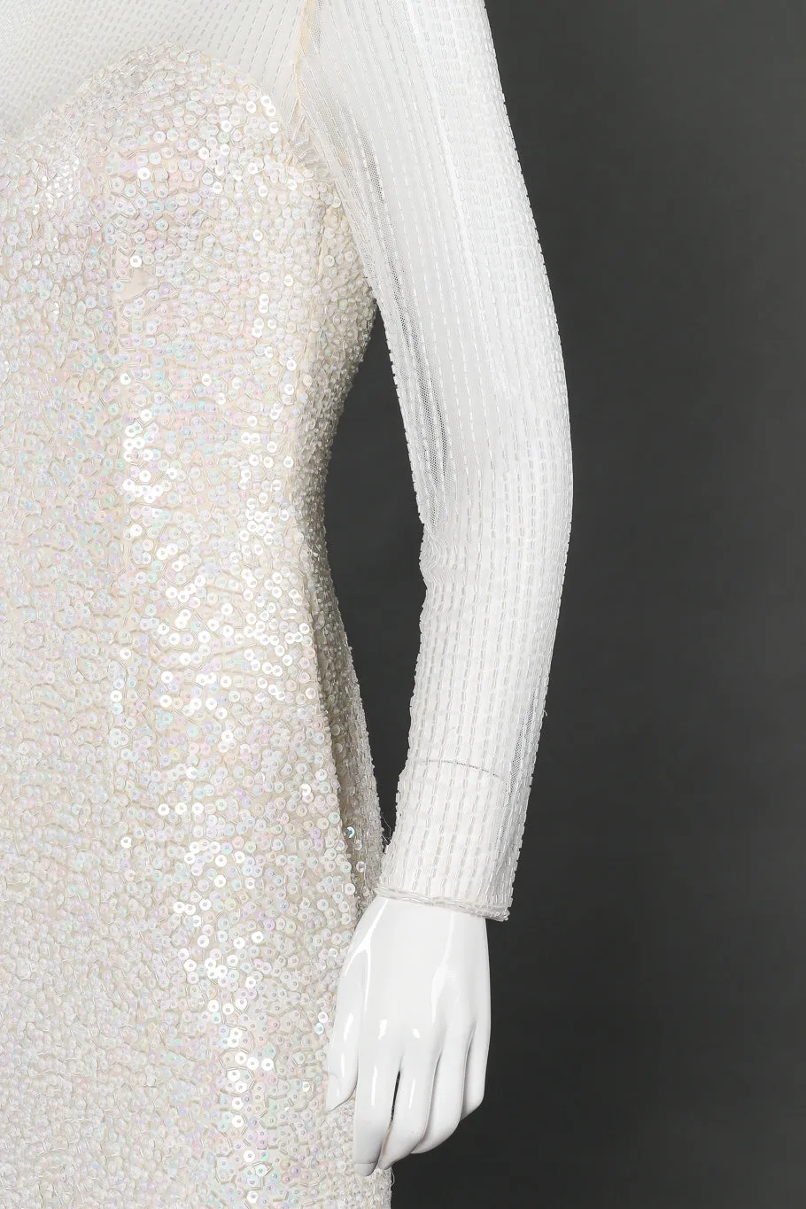 Embellished Long Sleeve Mesh Gown