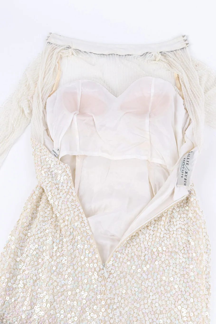 Embellished Long Sleeve Mesh Gown