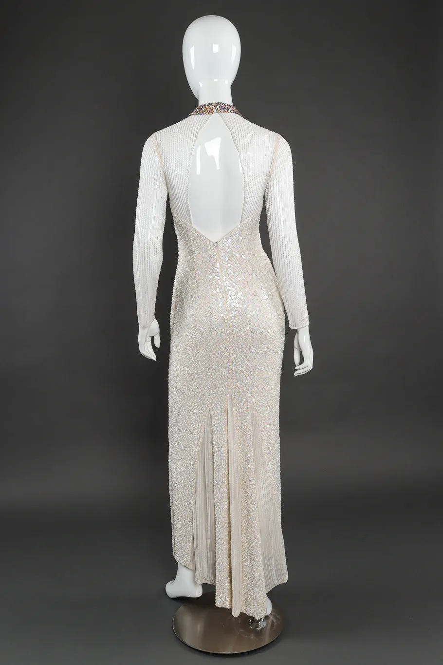 Embellished Long Sleeve Mesh Gown