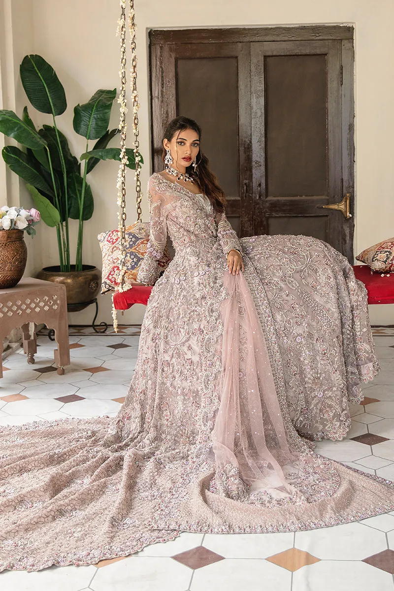Embellished Long Tail Pakistani Bridal Gown and Dupatta