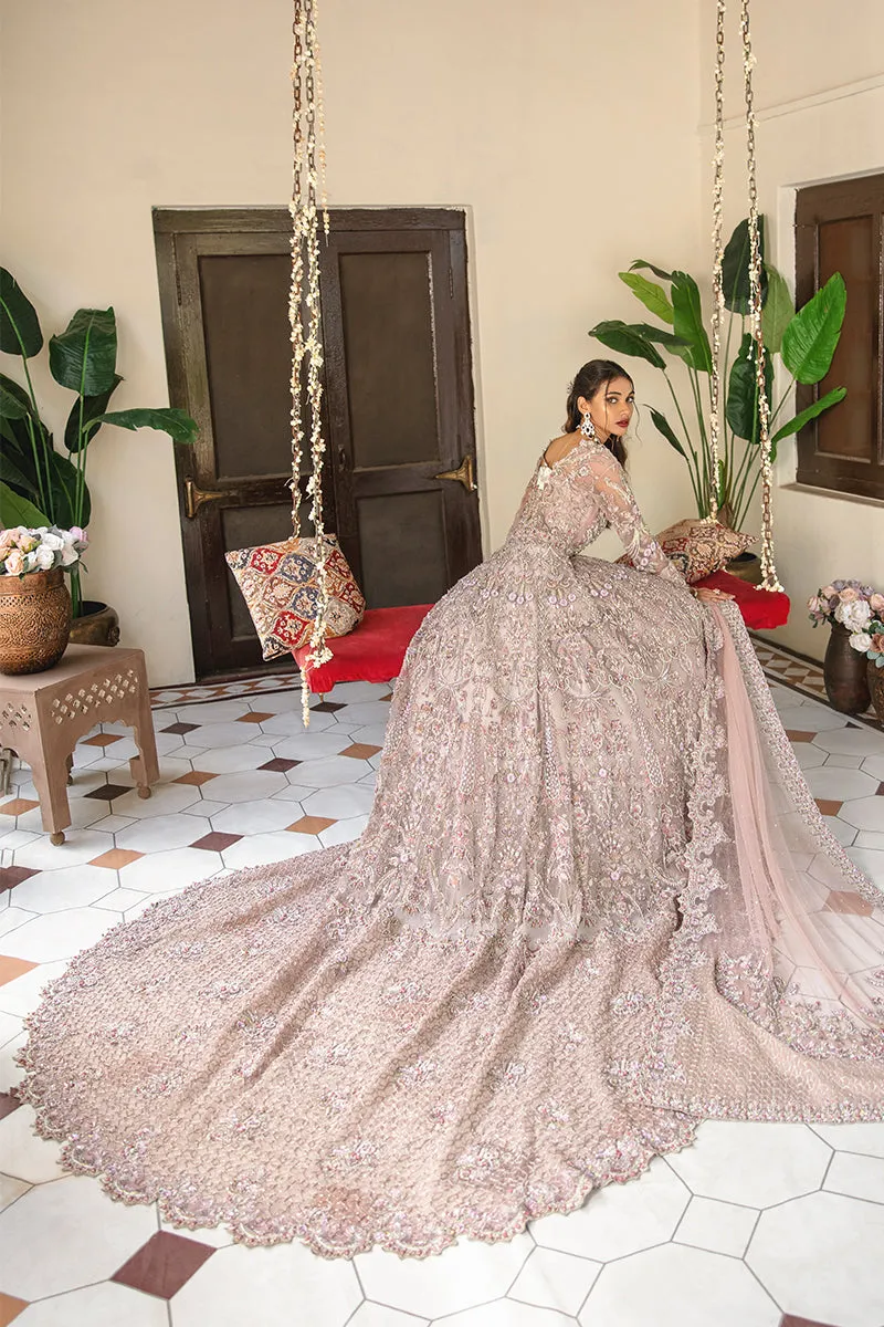 Embellished Long Tail Pakistani Bridal Gown and Dupatta