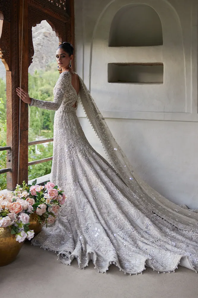 Embellished Pakistani Bridal Dress in Royal Gown Style