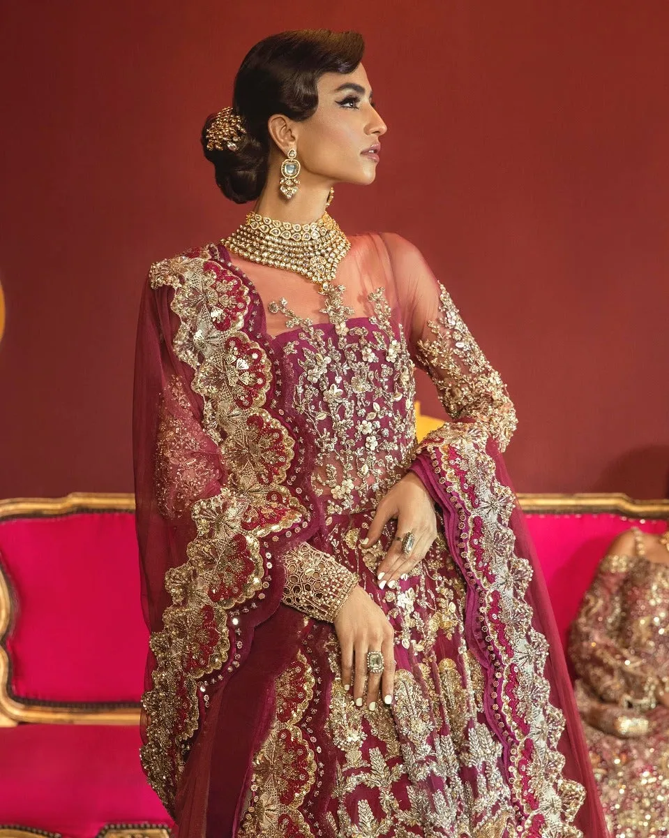 Embellished Rani Pink Bridal Lehenga Gown Dress #BN1057