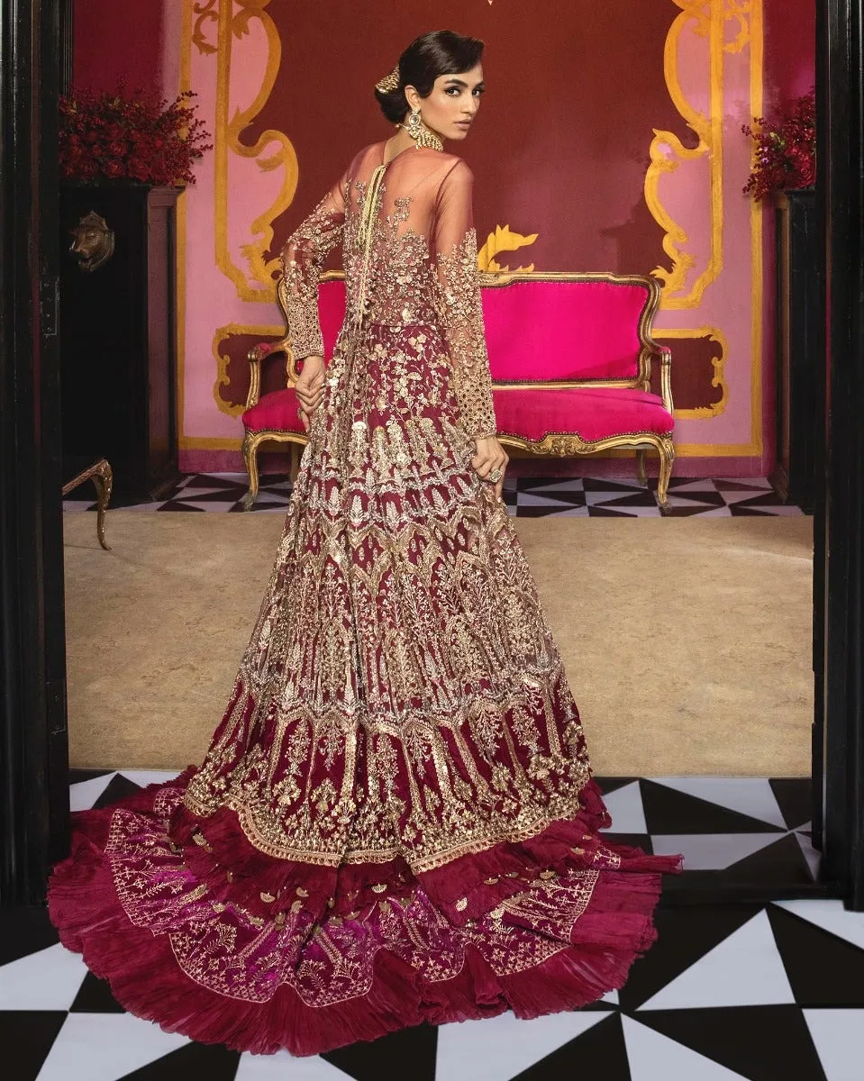 Embellished Rani Pink Bridal Lehenga Gown Dress #BN1057