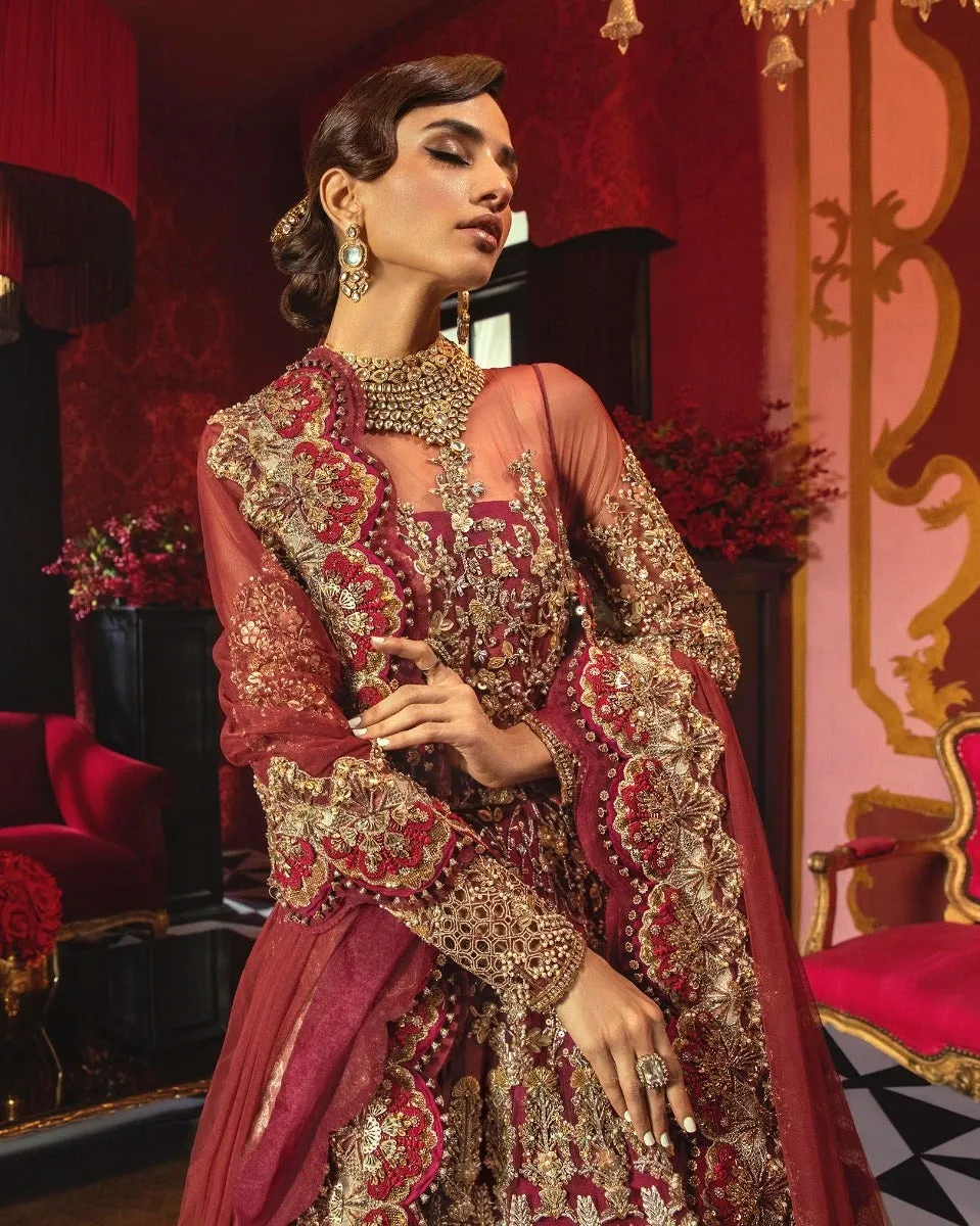 Embellished Rani Pink Bridal Lehenga Gown Dress #BN1057