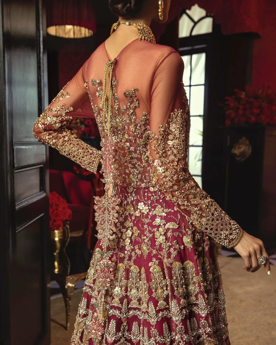 Embellished Rani Pink Bridal Lehenga Gown Dress #BN1057