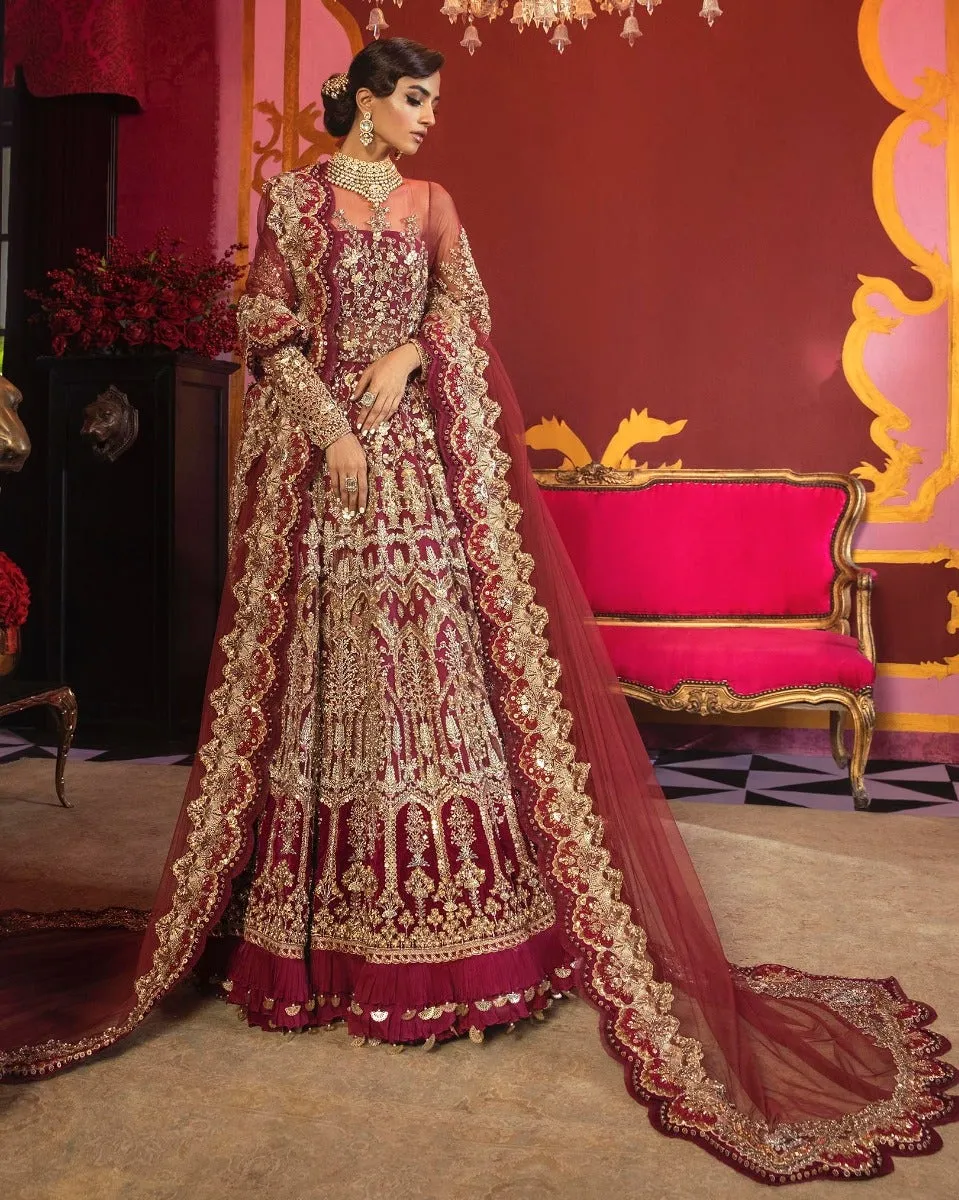 Embellished Rani Pink Bridal Lehenga Gown Dress #BN1057