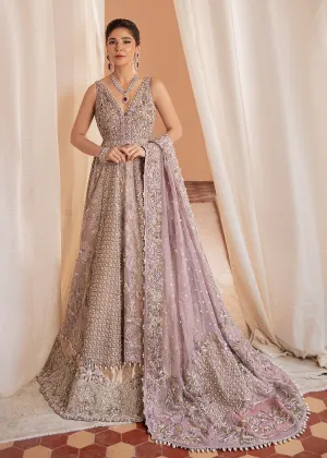 Embroidered Designer Pakistani Bridal Dress in Heavily Embroidered Traditional Bridal Lilac Lehenga in Zardozi Embellished Gown #BN919
