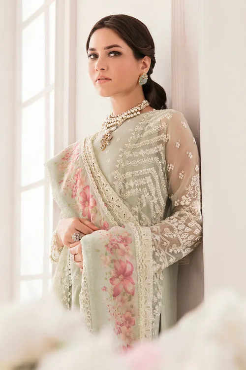 Embroidered Green Pakistani Party Dress in Chiffon