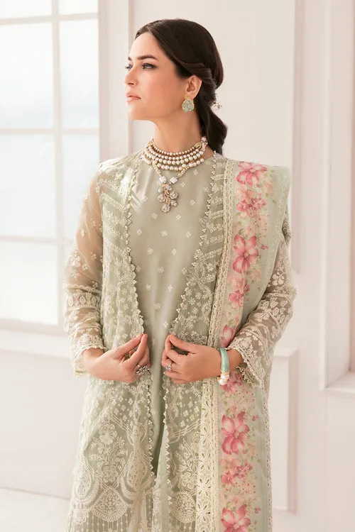 Embroidered Green Pakistani Party Dress in Chiffon