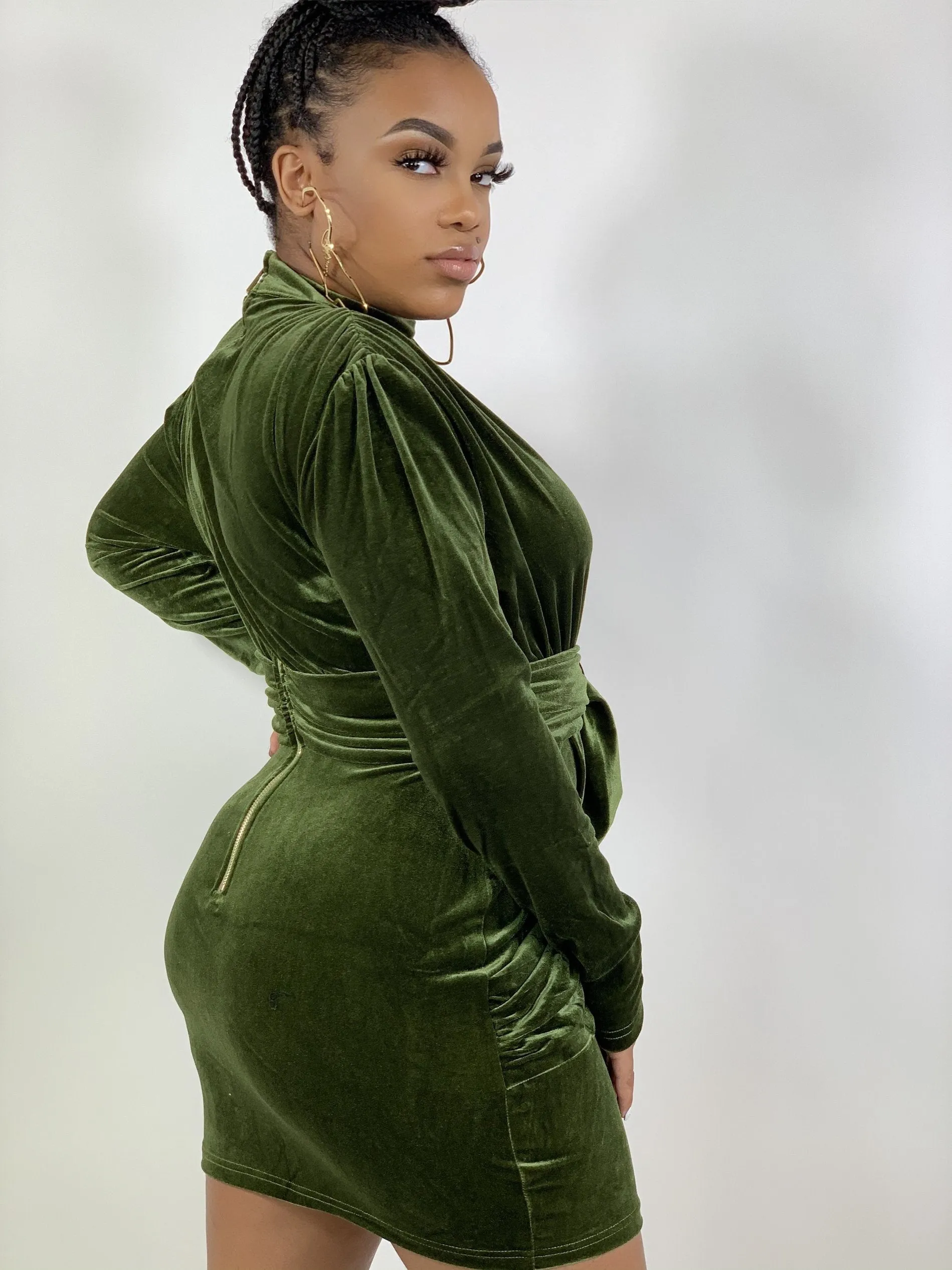 Emerald Green Velvet Dress