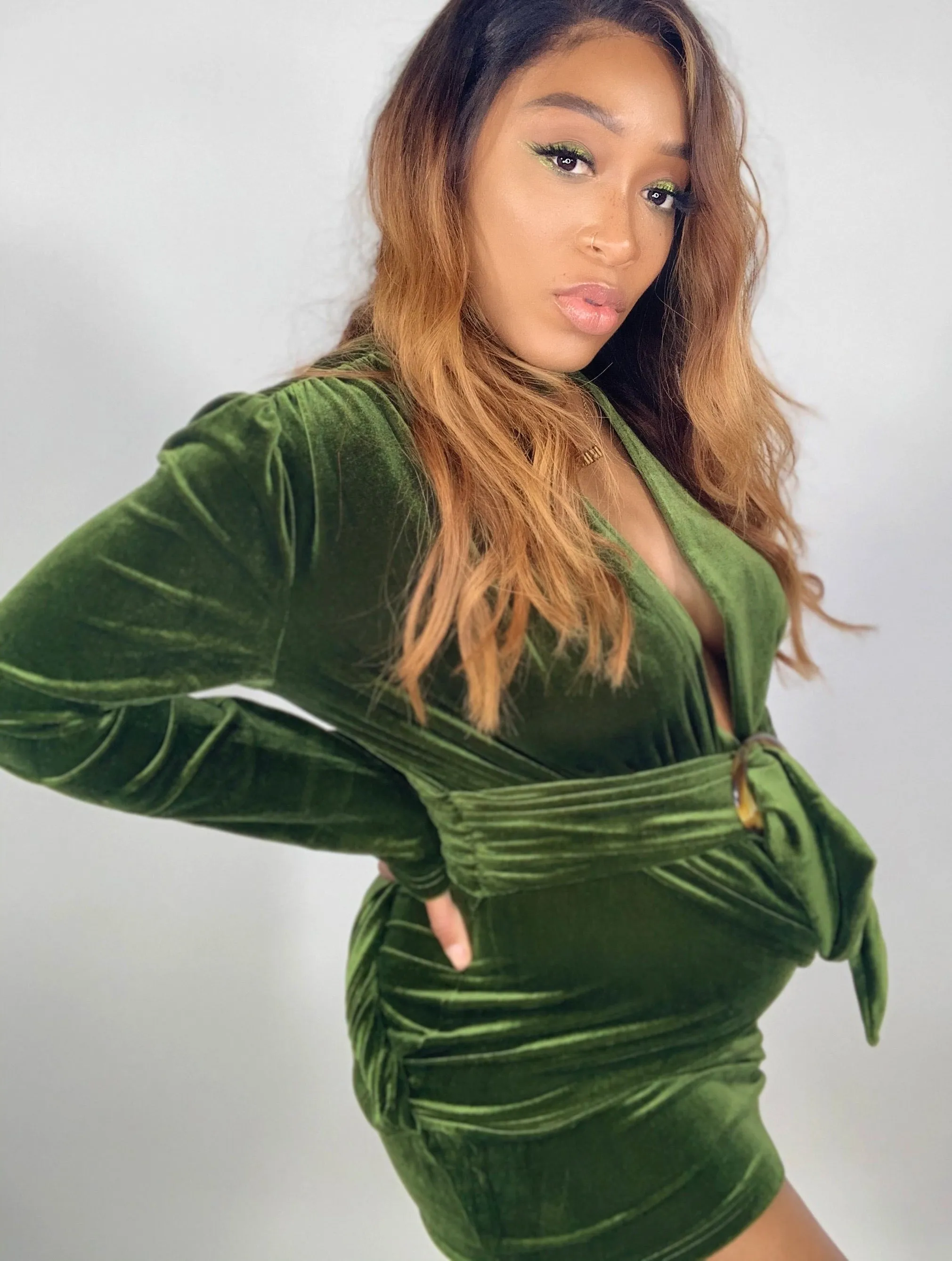 Emerald Green Velvet Dress