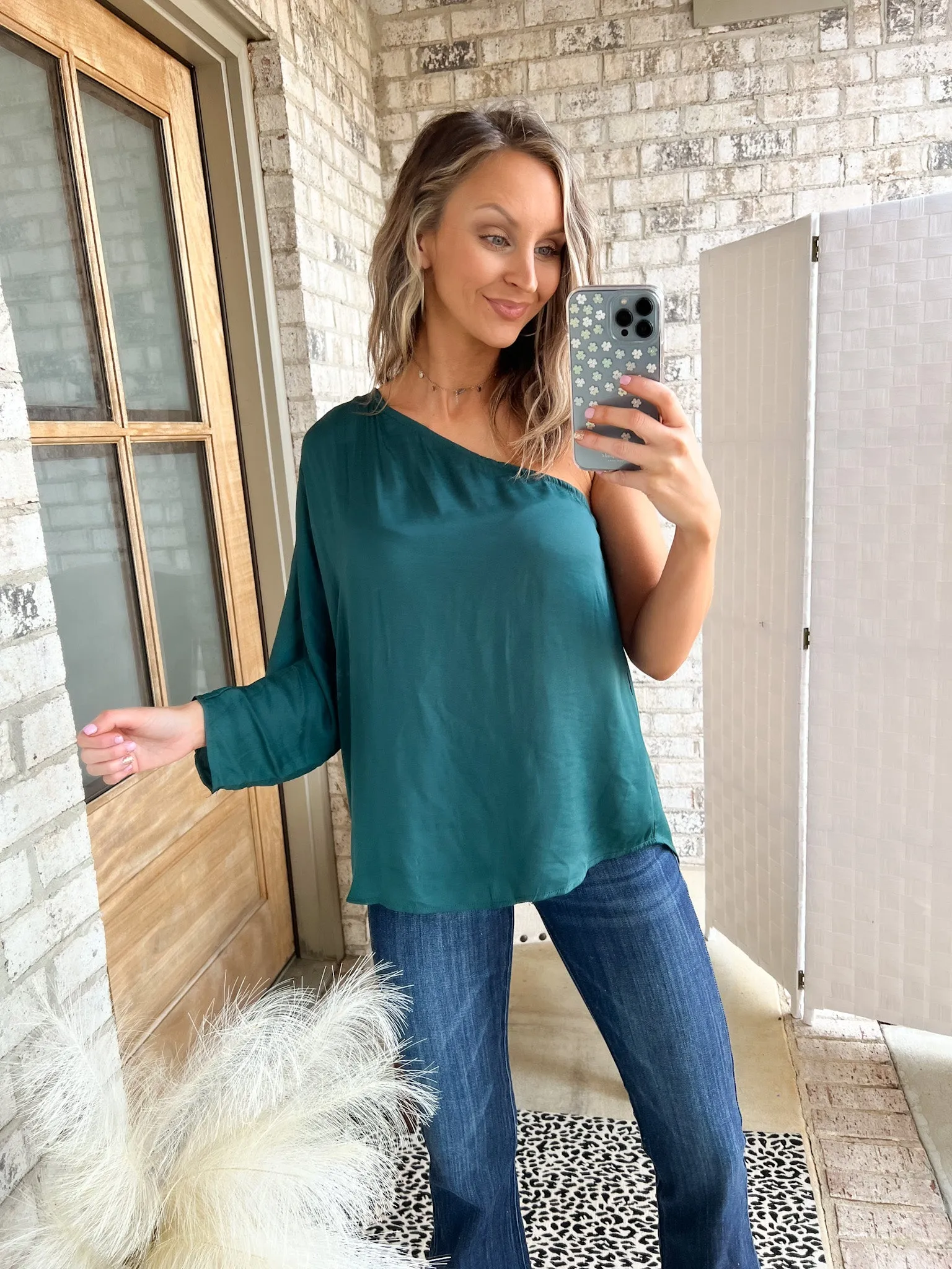Emerald Satin Top