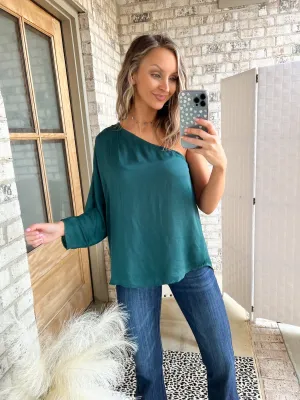 Emerald Satin Top