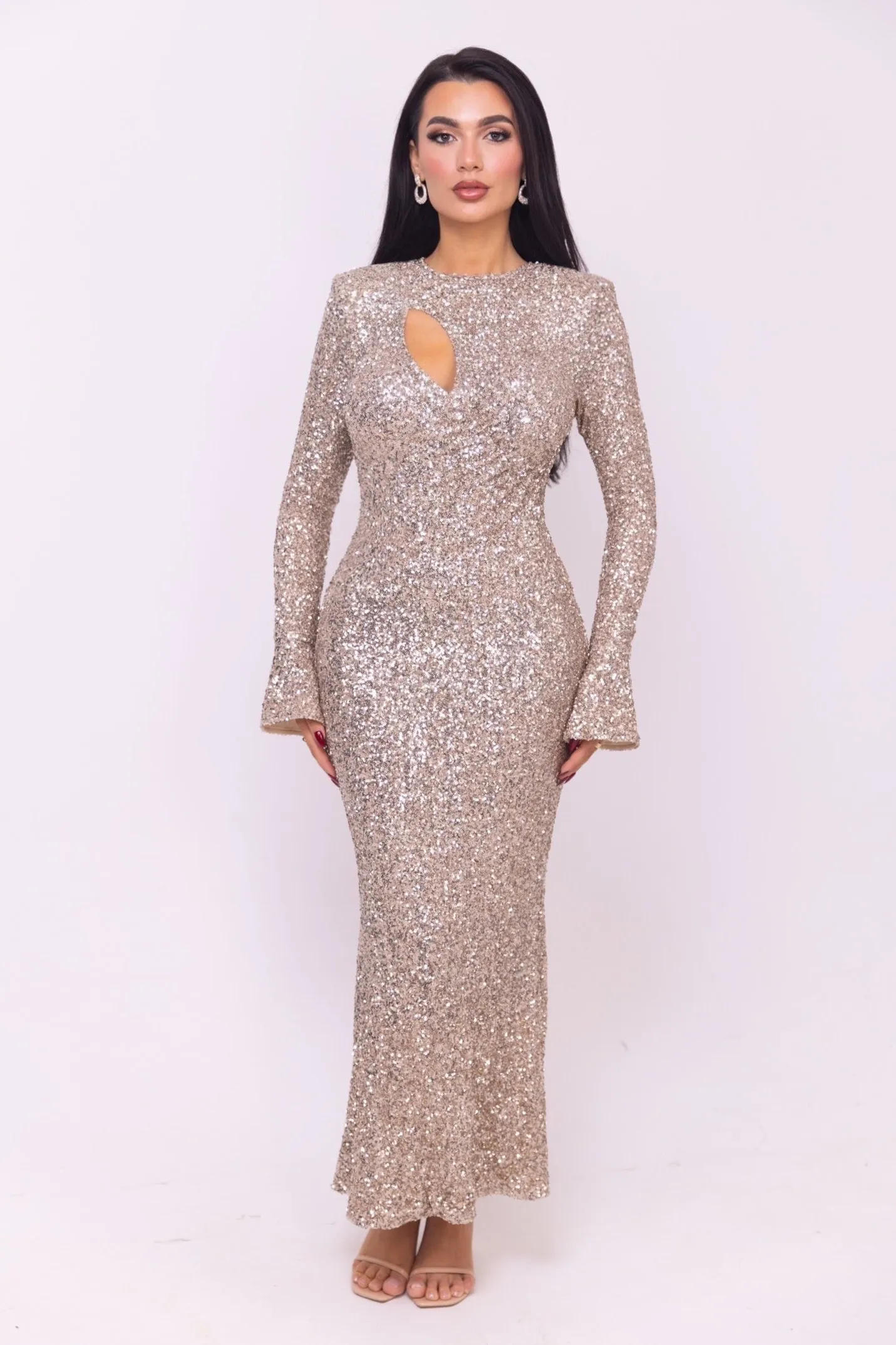 Emori Sequin Champagne Dress