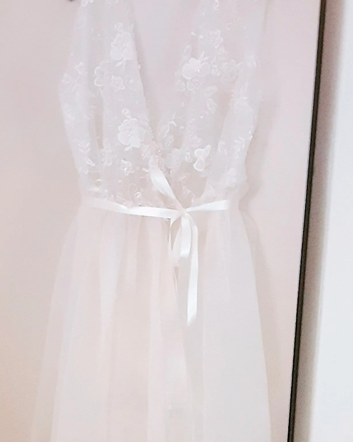 Enchanting Organza Chiffon Pearl Beaded White Dream Gown (Bridal)