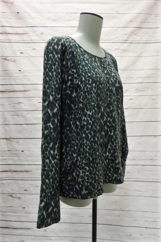 Equipment Blouse Abeline Leopard Print Silk Size Extra Small Bell Sleeve Top
