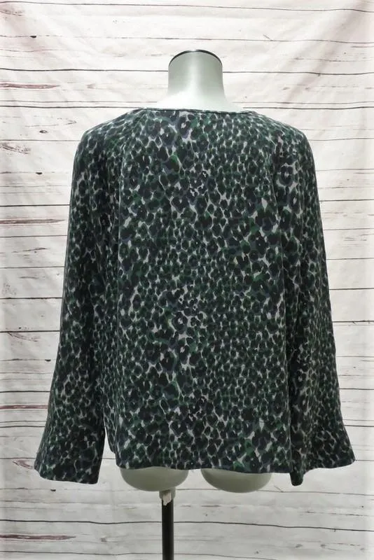 Equipment Blouse Abeline Leopard Print Silk Size Extra Small Bell Sleeve Top