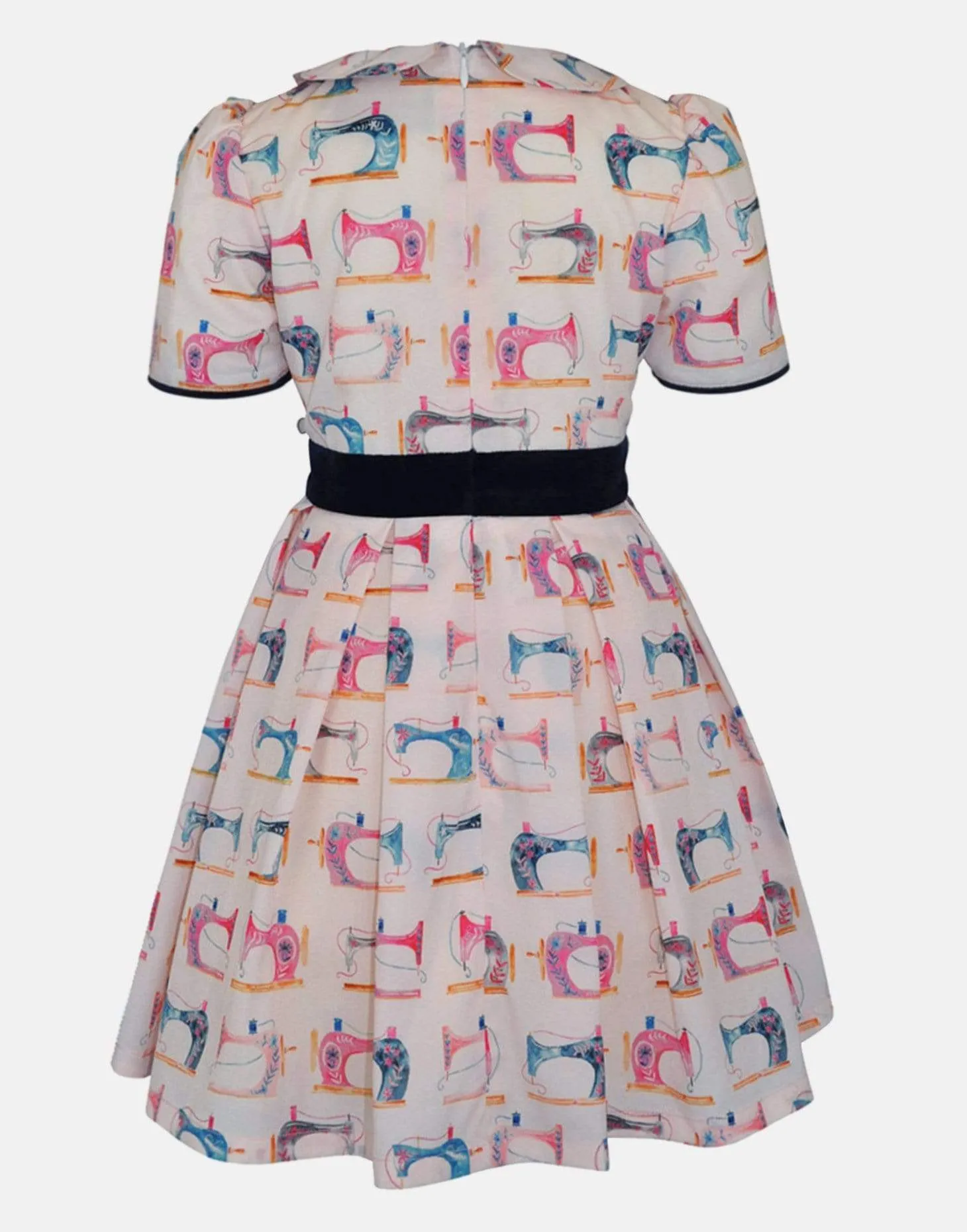 Eugenie: Sewing print dress & velvet headband