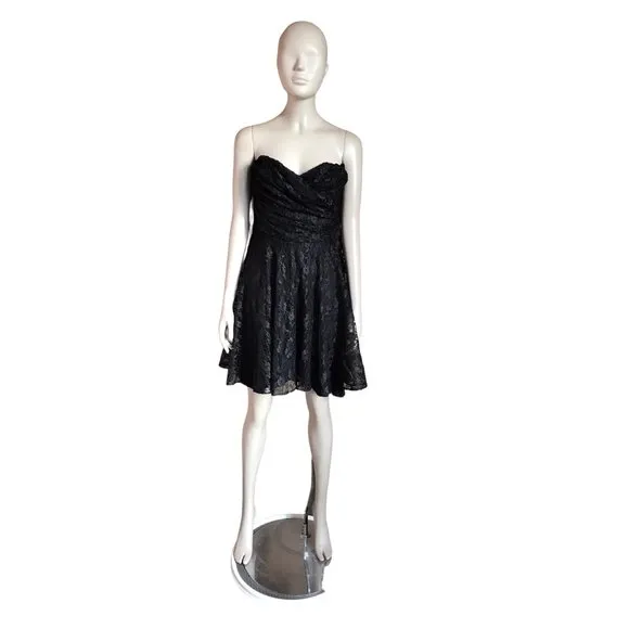 Express Black Lace Strapless Dress