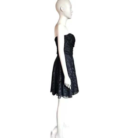 Express Black Lace Strapless Dress