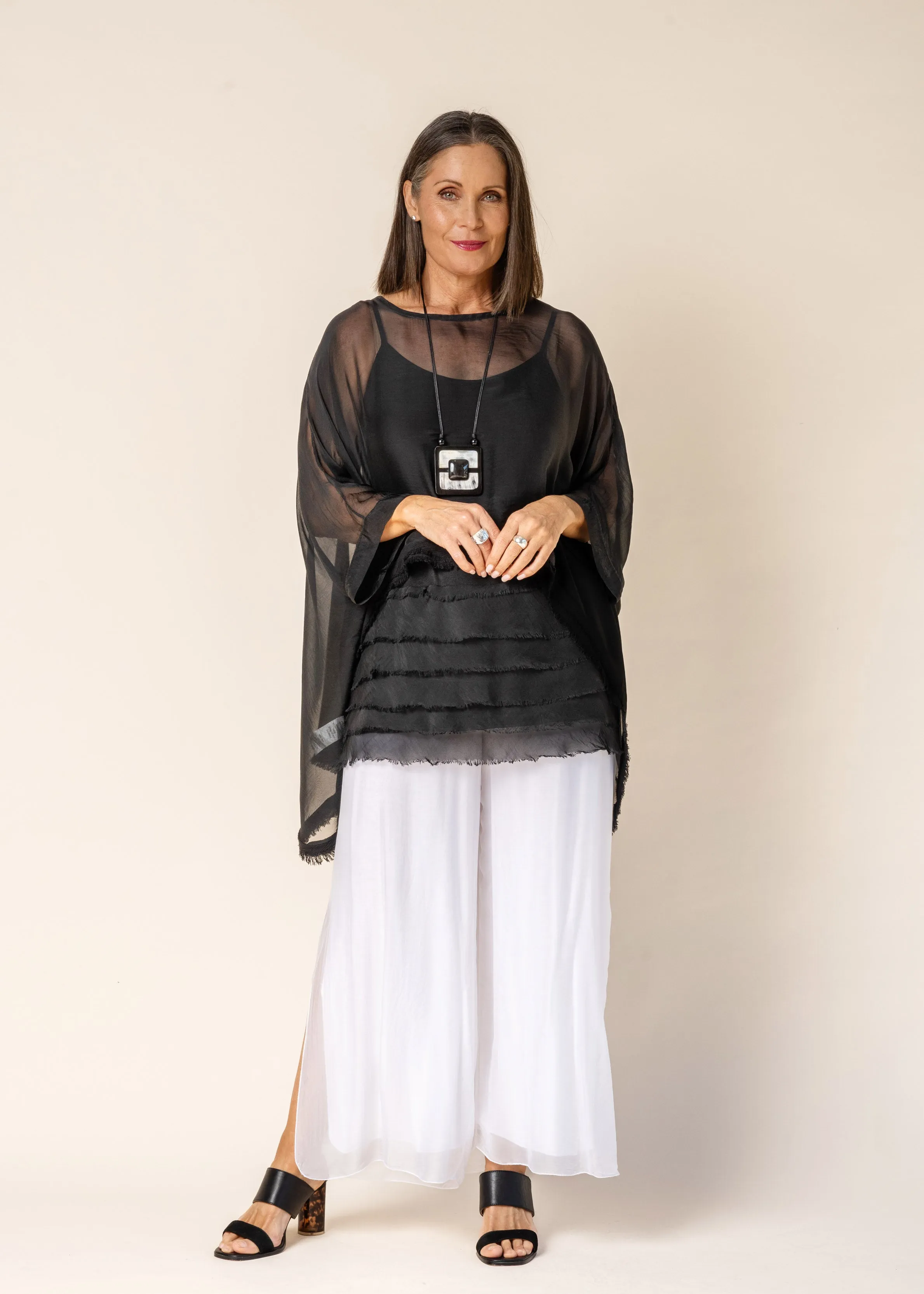 Farah Silk Top in Onyx