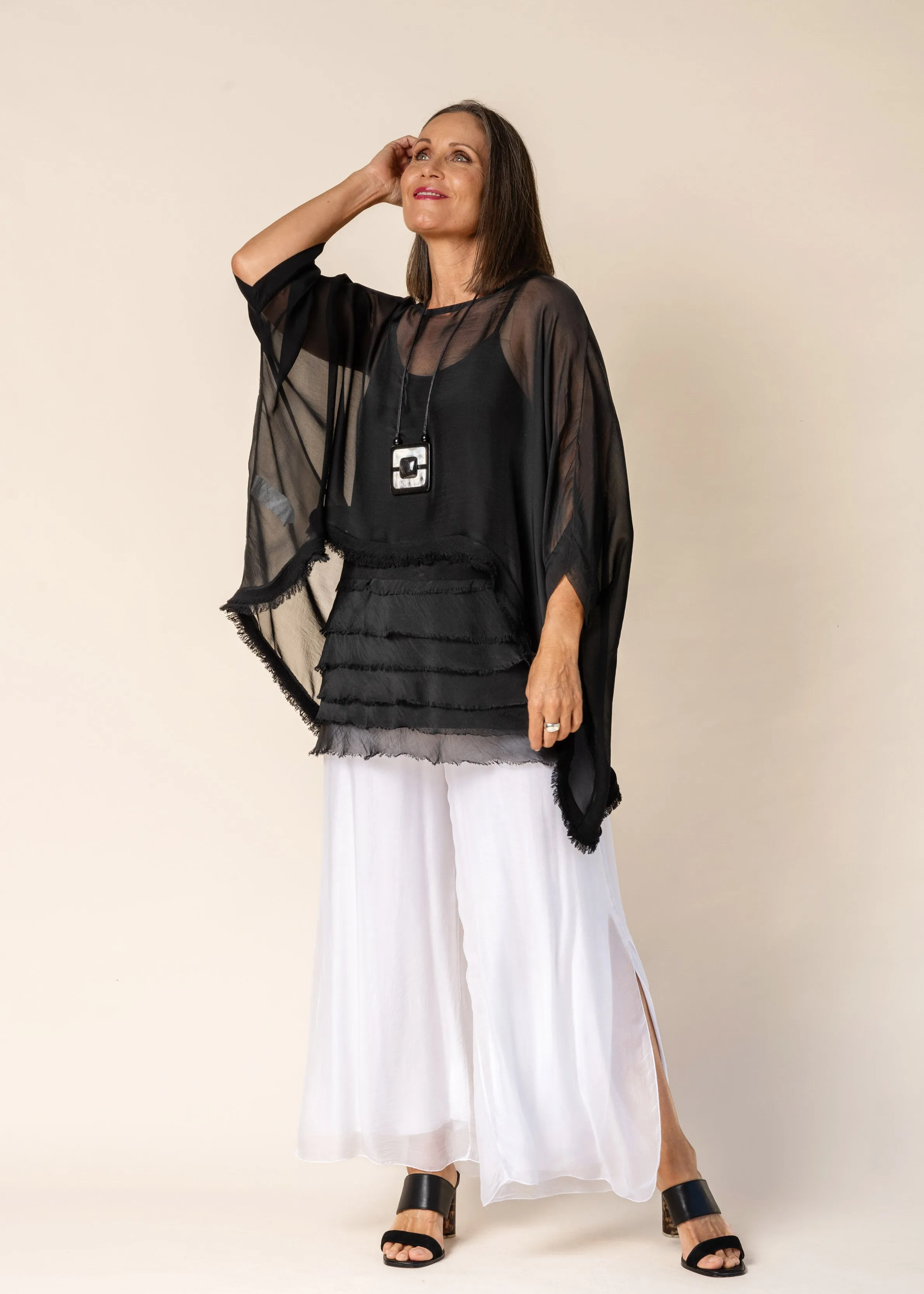 Farah Silk Top in Onyx