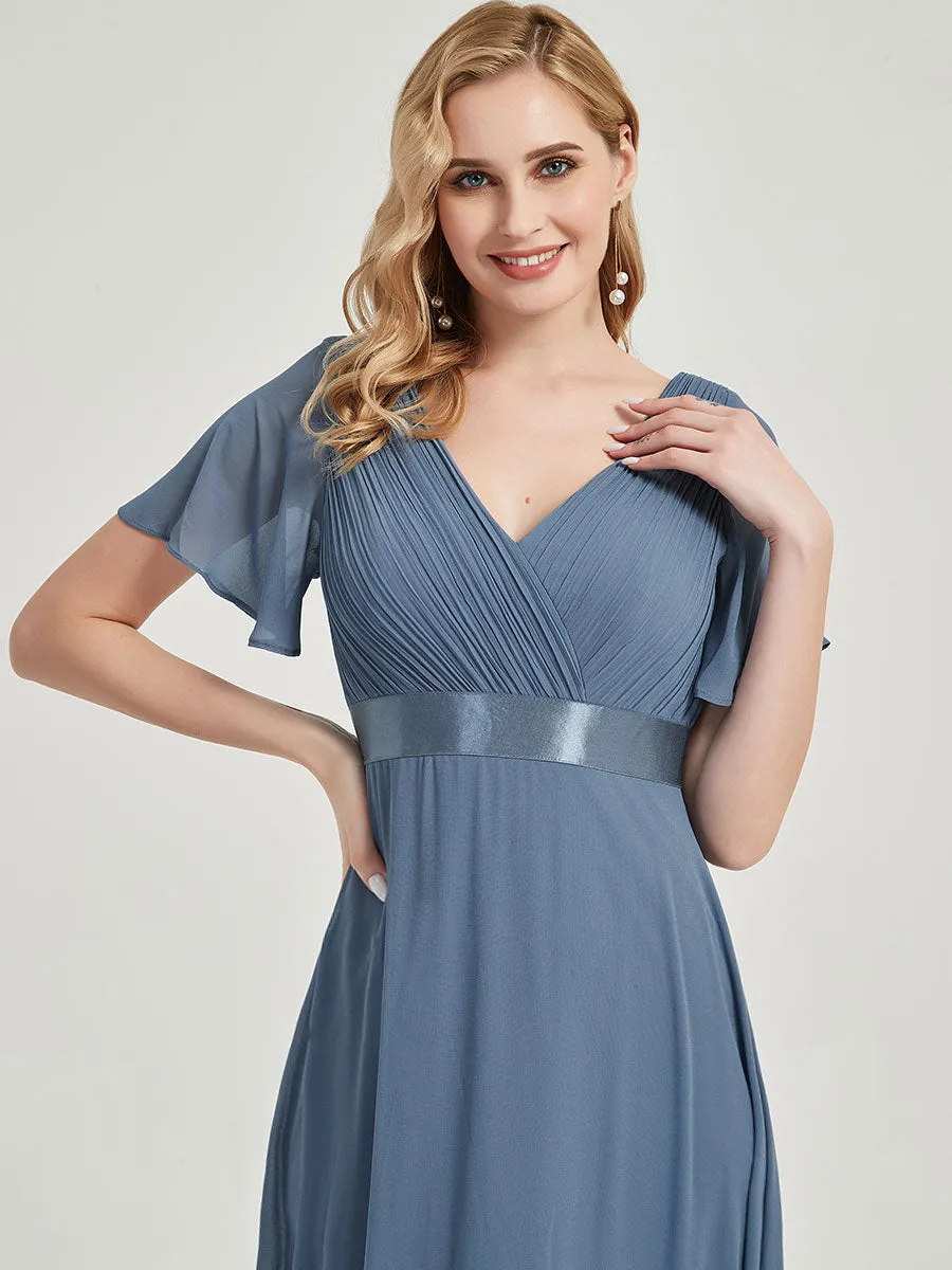 [Final Sale] Stormy Short Sleeves Floor-Length Chiffon Bridesmaid Dress For Bridesmaids