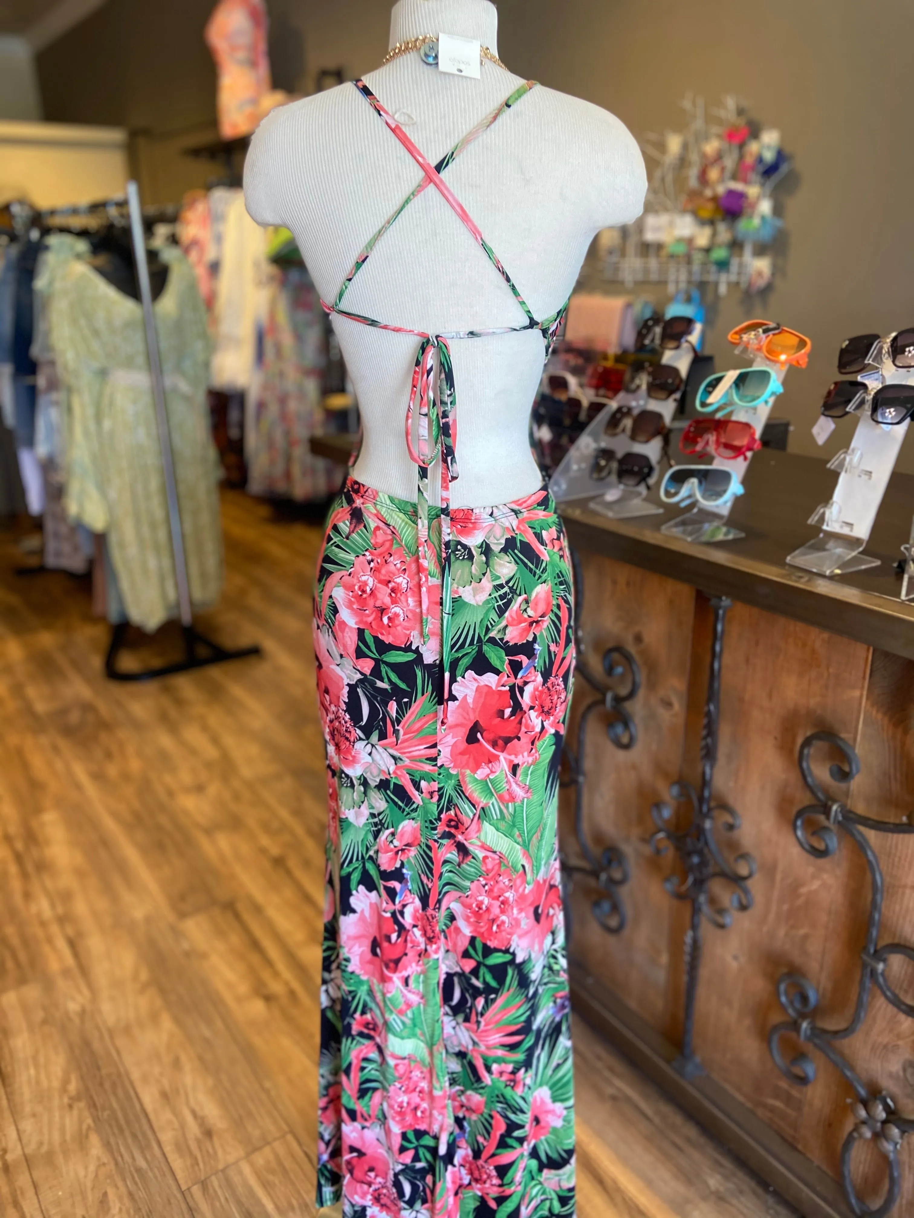 Floral Backless Dress FS