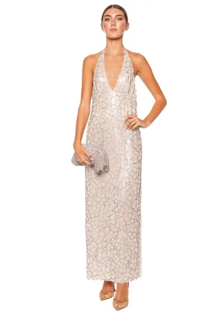 Floral Crystal Open Back Maxi Dress
