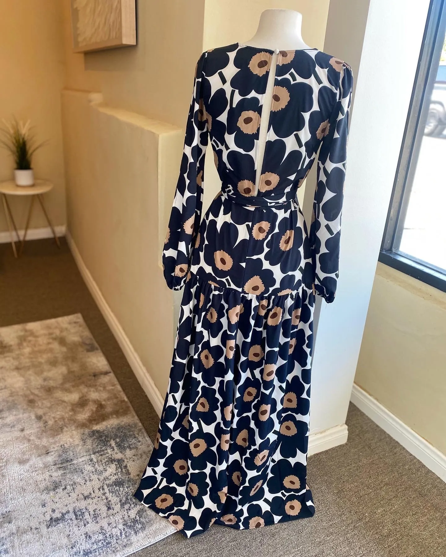 Floral Ruffle Backless Slit Dress