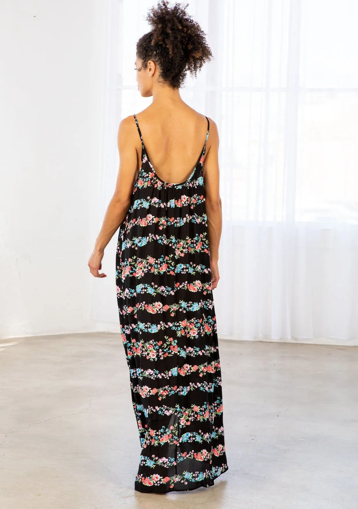Floral Stripe Maxi Dress
