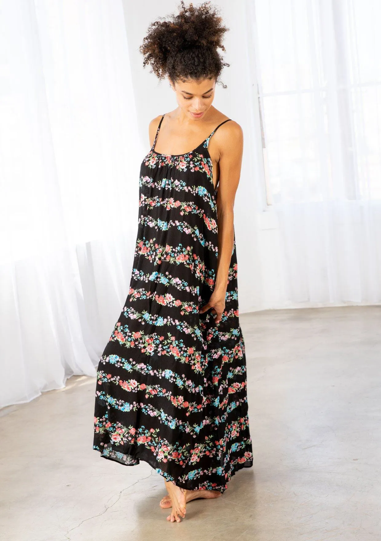 Floral Stripe Maxi Dress
