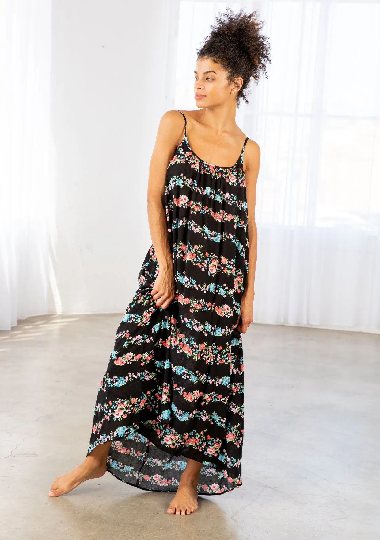 Floral Stripe Maxi Dress