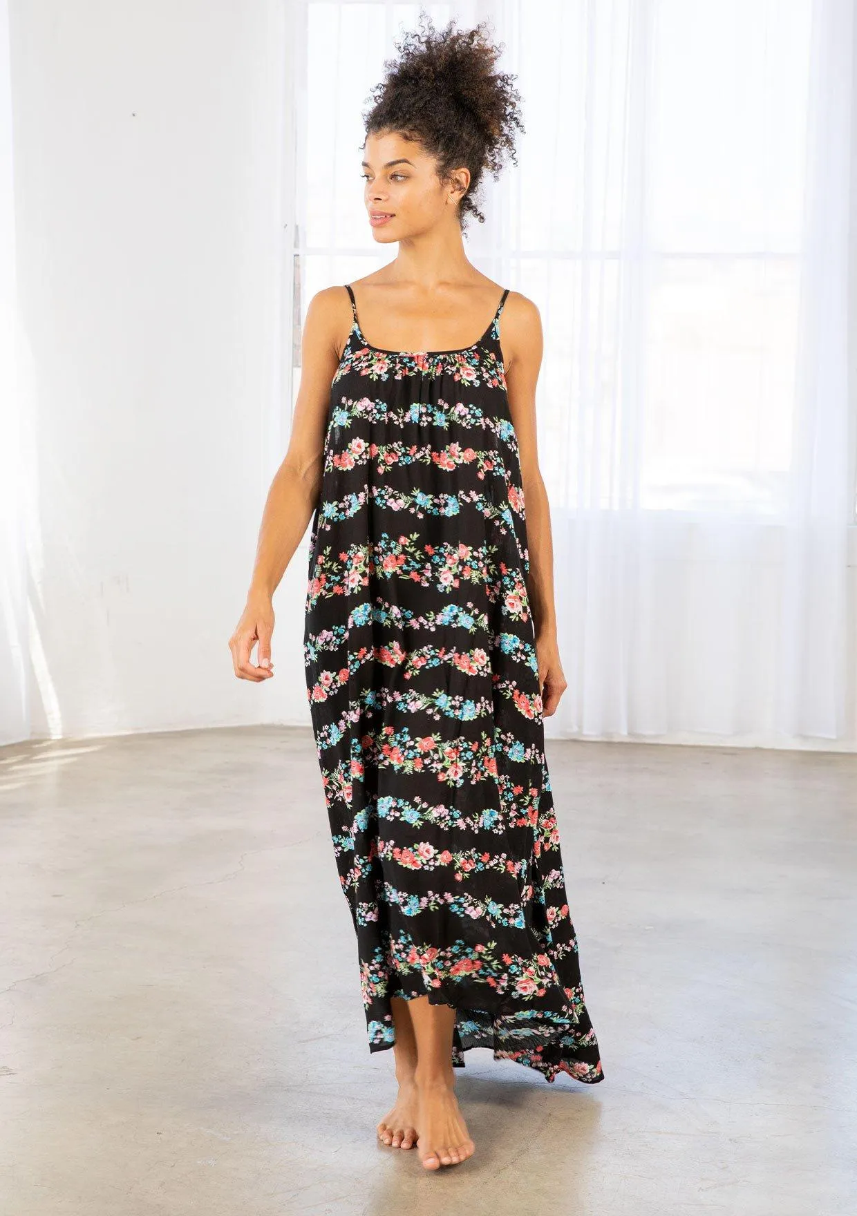 Floral Stripe Maxi Dress