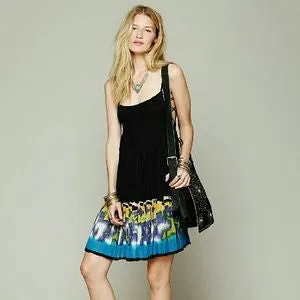 Free People Black Imperial Pin-tuck Corset Side Lace Dress Size XS