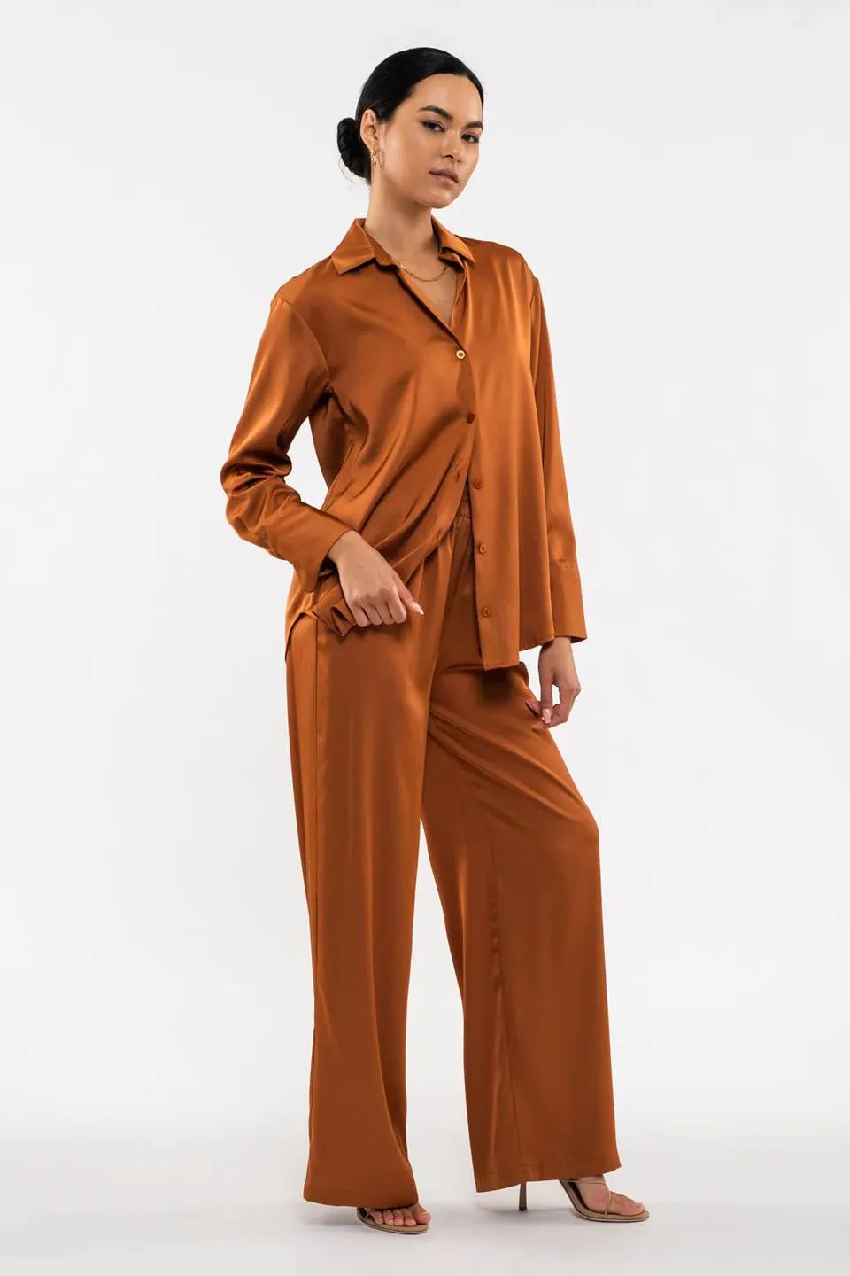 Fresh Style Satin Long Sleeve Top-Multiple Colors Available