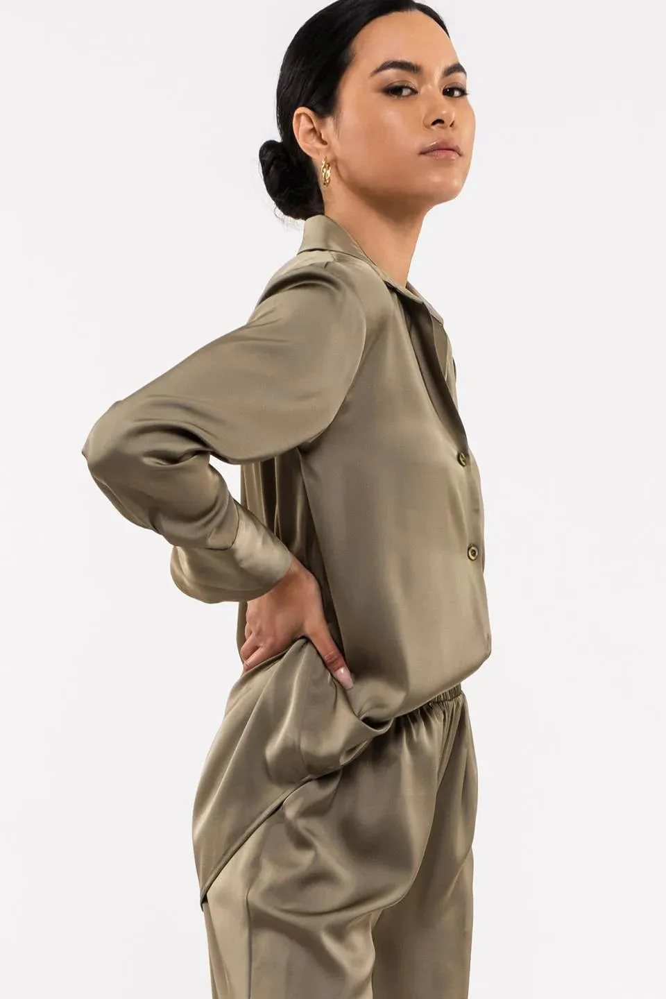 Fresh Style Satin Long Sleeve Top-Multiple Colors Available