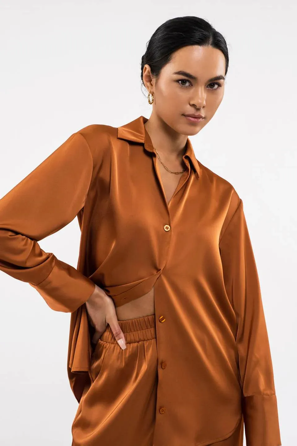 Fresh Style Satin Long Sleeve Top-Multiple Colors Available