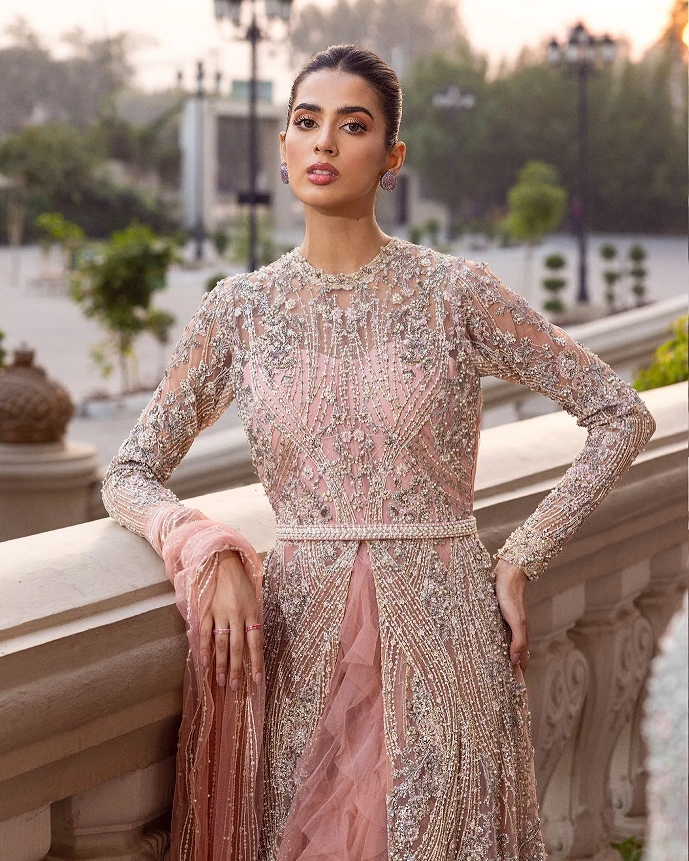 Front Open Gown Pakistani with Wedding Lehenga Dress