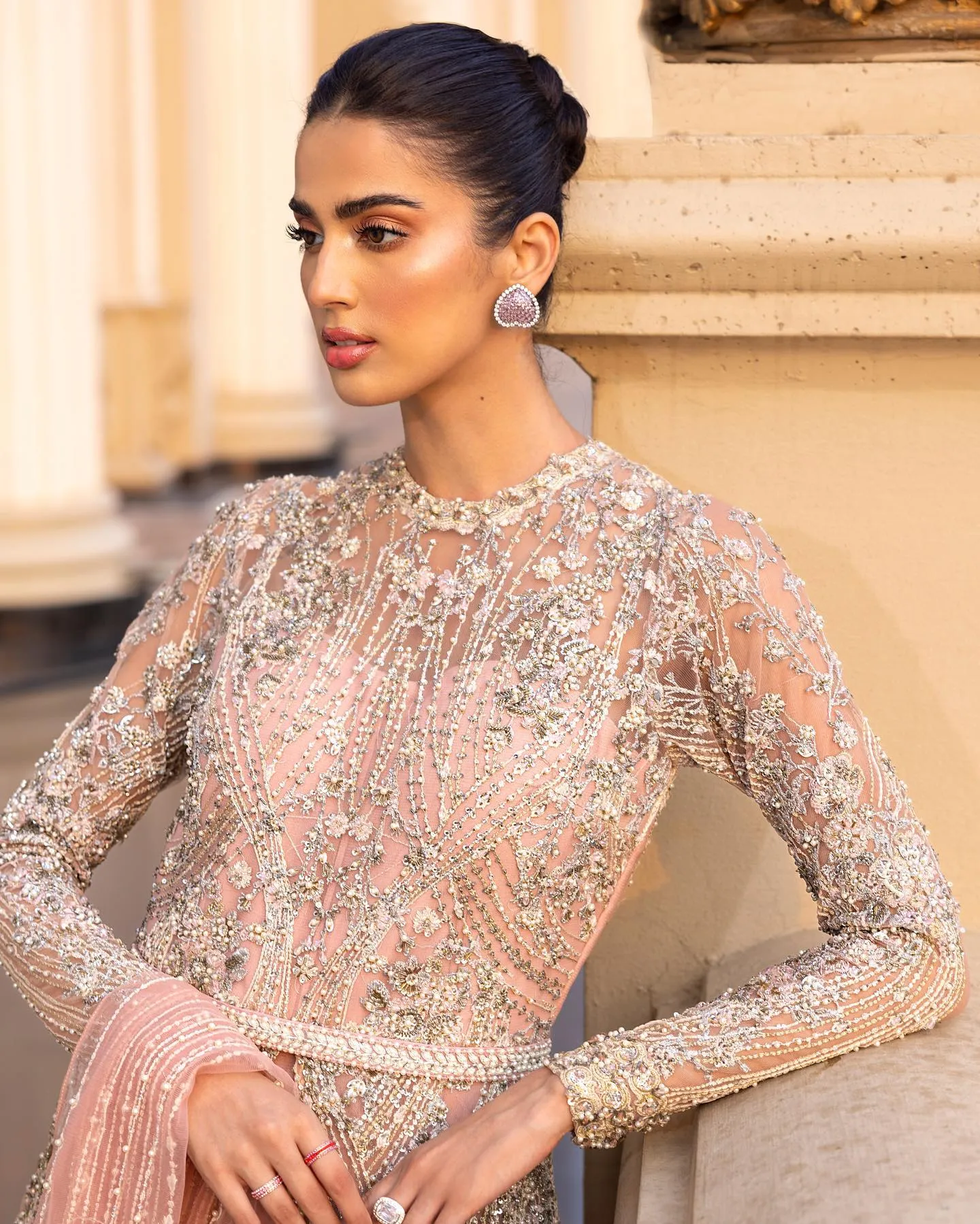 Front Open Gown Pakistani with Wedding Lehenga Dress