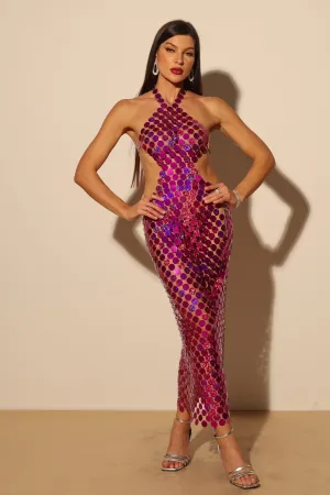 Fuchsia Radiance Sequin Maxi Dress