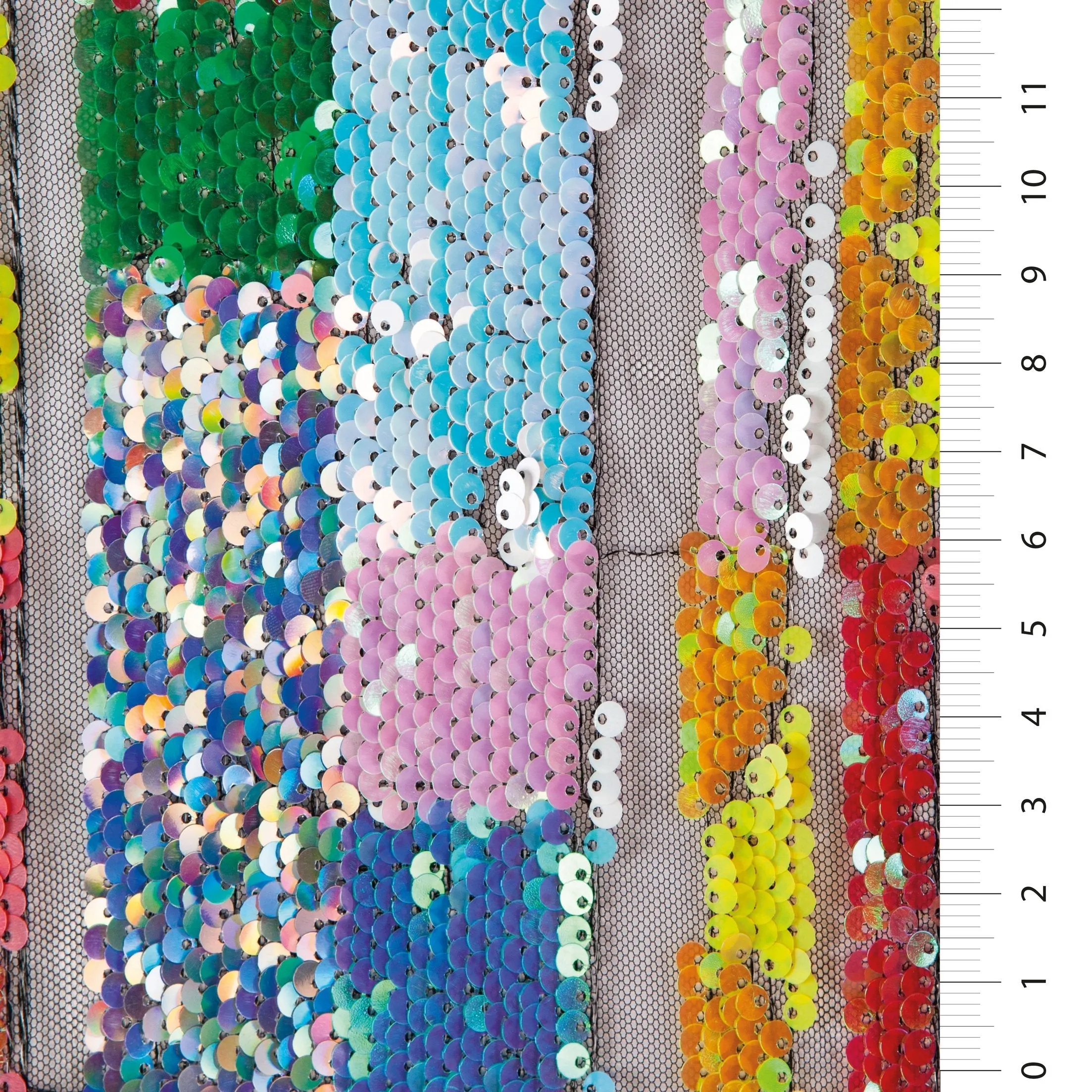 Geometric Design Sheer Ribbon Sequin Embroidery Tulle Multi Color Fabric